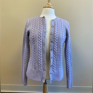 Brooks Brothers Women’s Merino Wool Crystal Buttons Purple Cardigan
